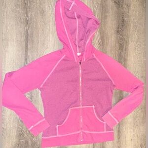 Yogi Yoga Wear, Pink Lightweight Full Zip Hoodie with Pockets, Size Medium